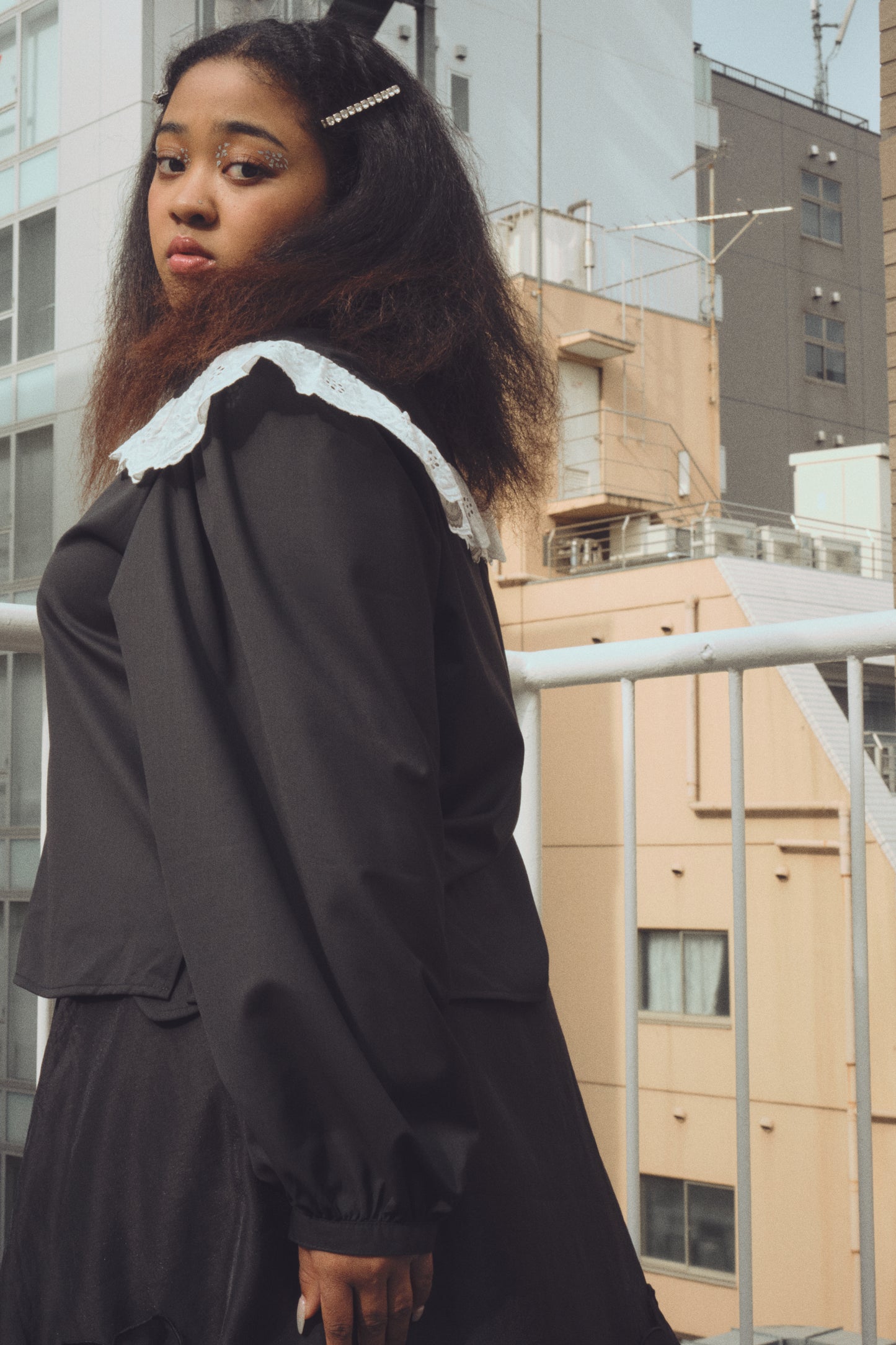 【HONEY MI HONEY】lace frill sailor collar blouse（レースセーラーカラーブラウス）