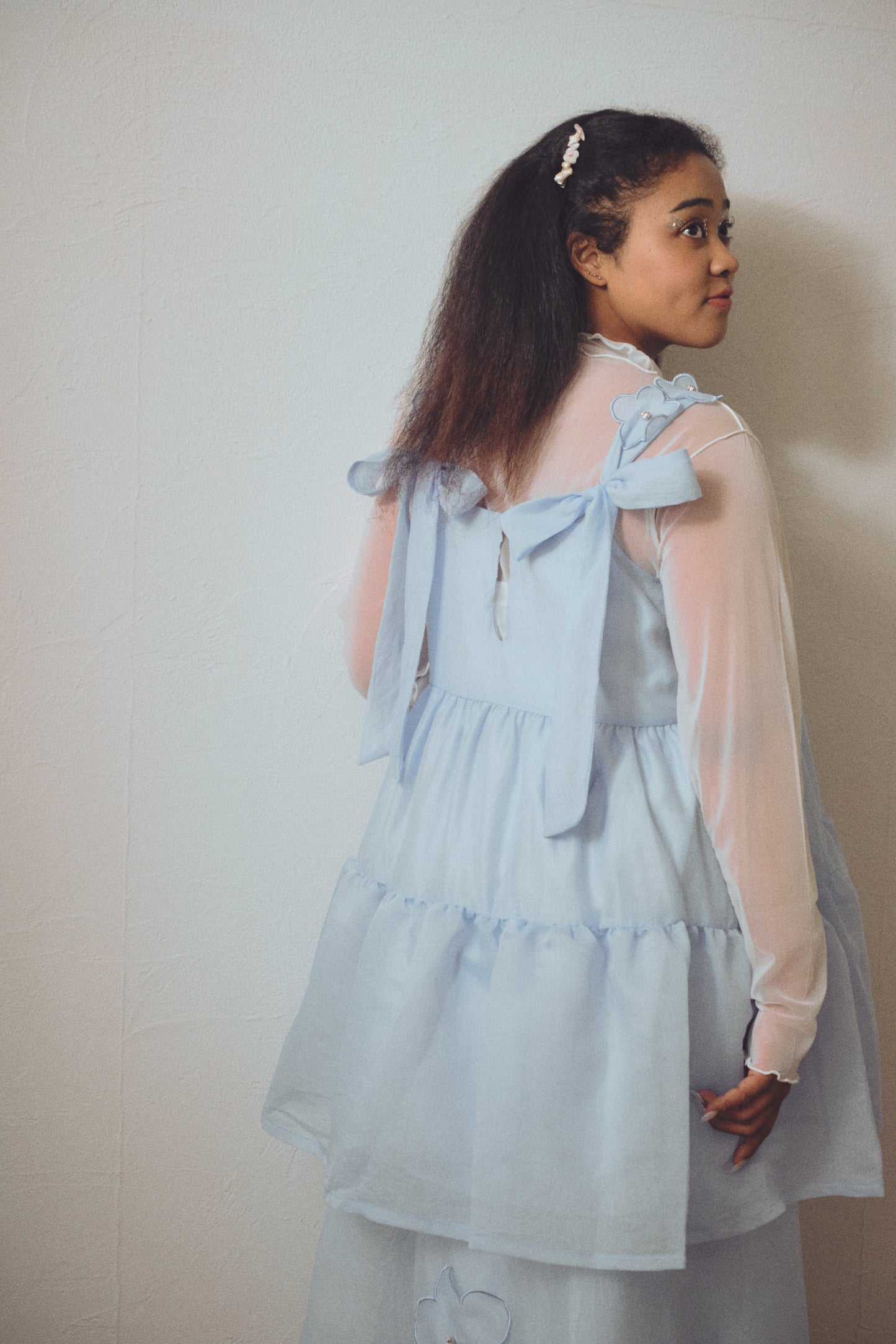 【ESPRIT】flower organdie tiered one-piece（フラワーオーガンジーティアードワンピース）