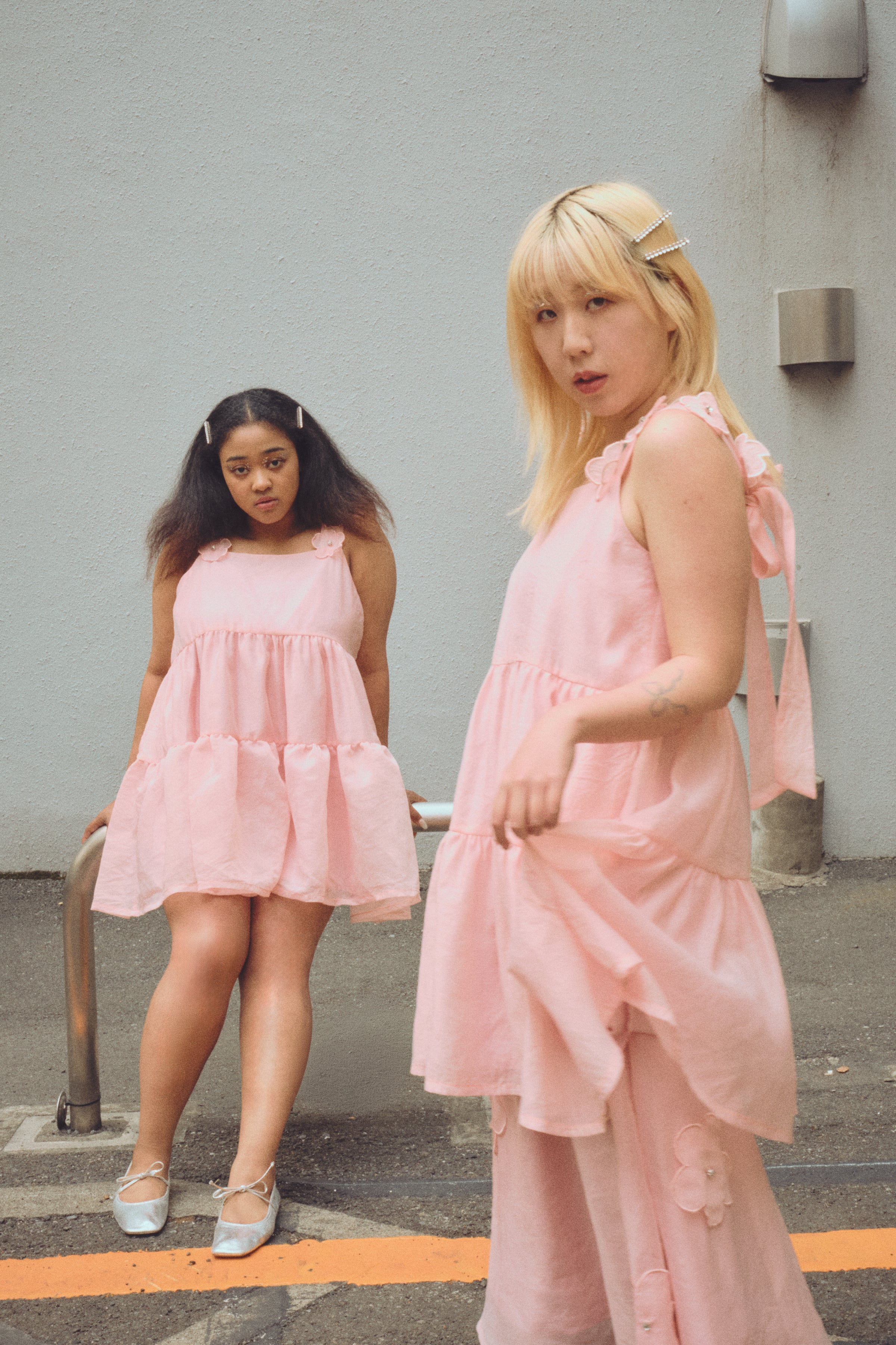 ESPRIT】flower organdie tiered one-piece（フラワーオーガンジー